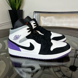 Nike Air Jordan 1 Mid Black Varsity Purple Sz 13